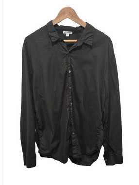 James Perse Standard Men's Black 100% Cotton Long Sleeve Button Up Shirt Size 3